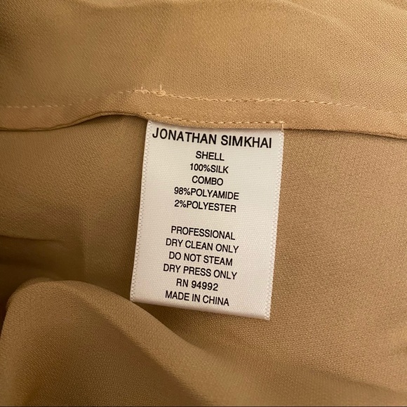 Jonathan Simkhai Mesh Draped Long Sleeve Silk Top - Picture 8 of 8